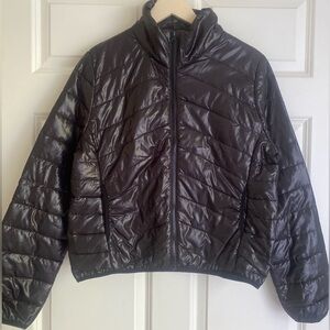 C’est Toi USA Lightweight Puffer Jacket Size XXL Shiny Metallic BLK Zipper Coat